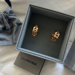 Balenciaga logo hoop earrings